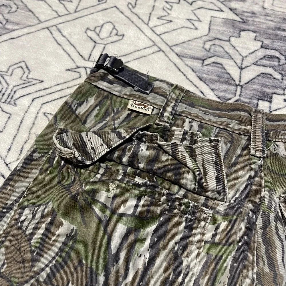 Vintage 90s Duxbak Cargo Pants Realtree Hardwood Green Leaf Made In USA Sz S